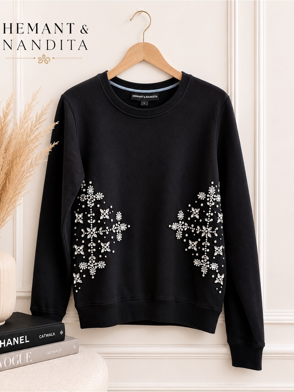 Hemant & Nandita • Embellished Cotton Sweater • Size Large